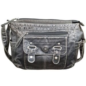 Joe Boxer Vintage Y2K Women's Distressed Black Faux Leather Crossbody Bag 90s